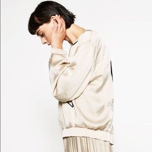 NWT Zara glossy embroidered bomber jacket